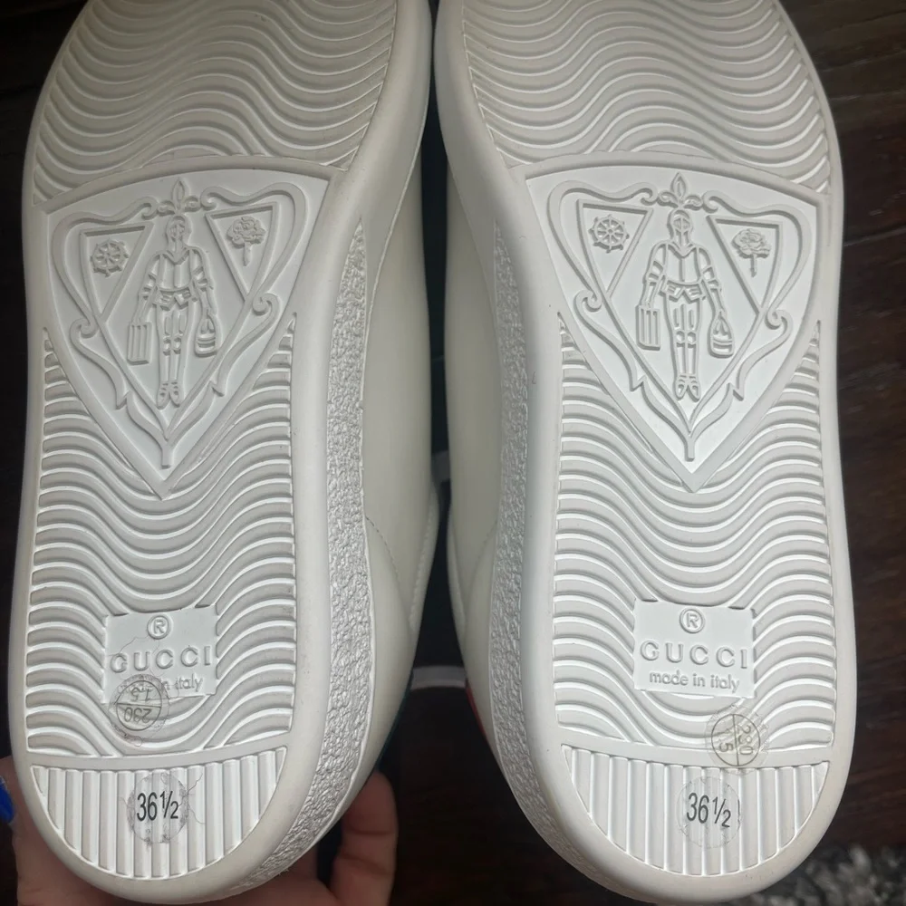 Brand New Gucci Ace Sneakers Green Red Logo GG White Womens Size 36.5 - Picture 9 of 12